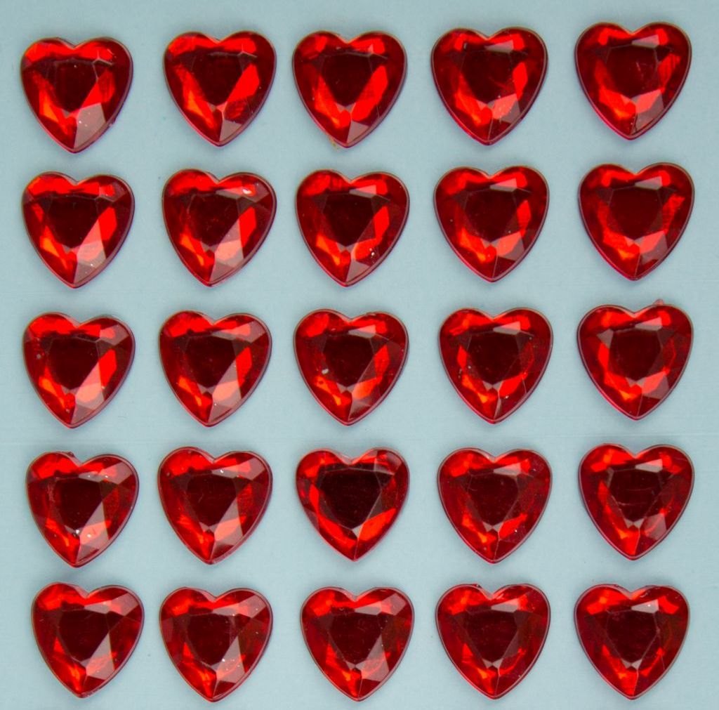 97000310-25vRWlLUtK1UhBs Glitzersteine in Herzform, rot, 10mm, selbstklebend